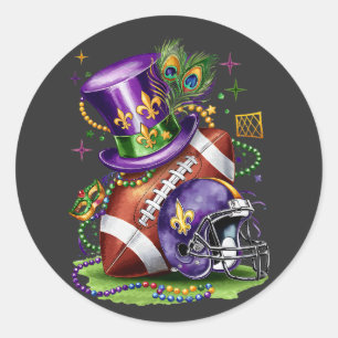Mardi Gras Mix Amerikaanse football Kostuum Feeste Ronde Sticker