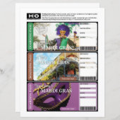 Mardi Gras Mock Ticket voor reizen en evenementen (Voorkant / Achterkant)