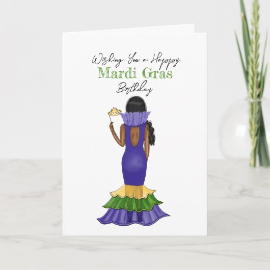 Mardi Gras Mode Illustratie - Happy Birthday Kaart (Voorkant)