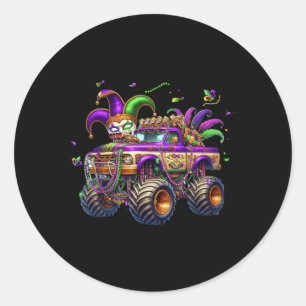 Mardi Gras Monster Truck Kinder peuters New Orlean Ronde Sticker