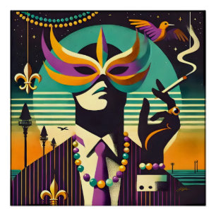 Mardi Gras Mr. Death Het Roken Man Perfect Poster