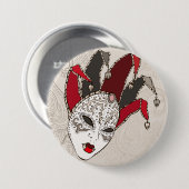 Mardi Gras Narrenmasker Venetiaans Carnaval Ronde Button 7,6 Cm (Voorkant /achterkant)