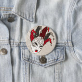 Mardi Gras Narrenmasker Venetiaans Carnaval Ronde Button 7,6 Cm (In situ)