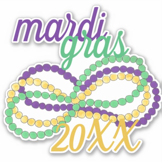 Mardi Gras New Orleans Bead Strand NOLA Sticker (Voorkant)