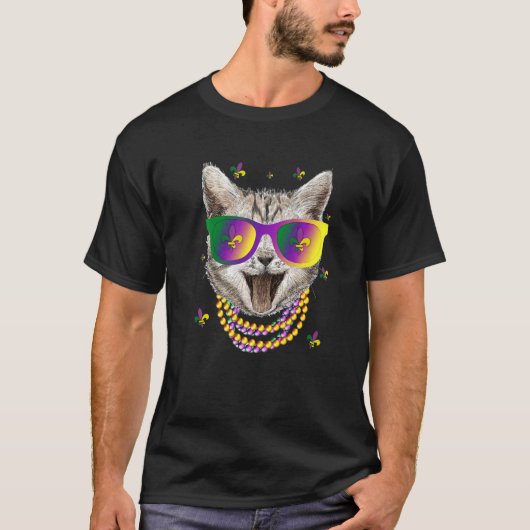 Mardi Gras New Orleans Funny Cat Mask Premium T-shirt (Voorkant)