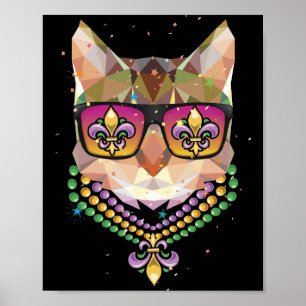 Mardi Gras New Orleans Funny Cat Mask zonnebril Poster