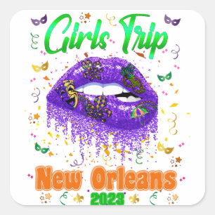 Mardi Gras New Orleans Girls Vierkante Sticker
