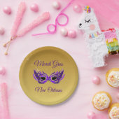 Mardi Gras New Orleans Masker over goud Papieren Bordje (Feest)