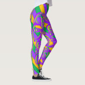 Mardi Gras New Orleans Paarse groene gele tekst Leggings (Rechts)