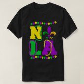 Mardi Gras Nola FleurDeLys & Beads Apparel, Men Wo T-shirt (Design voorkant)
