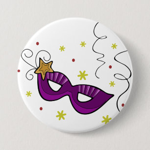 Mardi Gras Oogmasker Knop Ronde Button 7,6 Cm