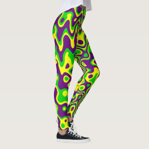 [Mardi Gras Op-Art] Paarse groene geel Leggings