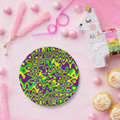 [Mardi Gras Op-Art] Paarse groene geel Papieren Bordje (Feest)