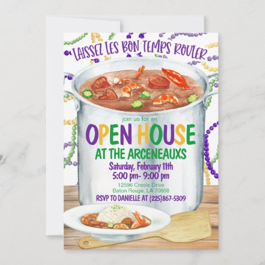 Mardi Gras Open Huis Uitnodiging (Voorkant)