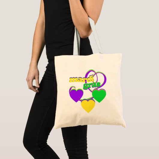 Mardi Gras Paars Geel Groen Hartencarnaval Tote Bag (Voorkant (product))
