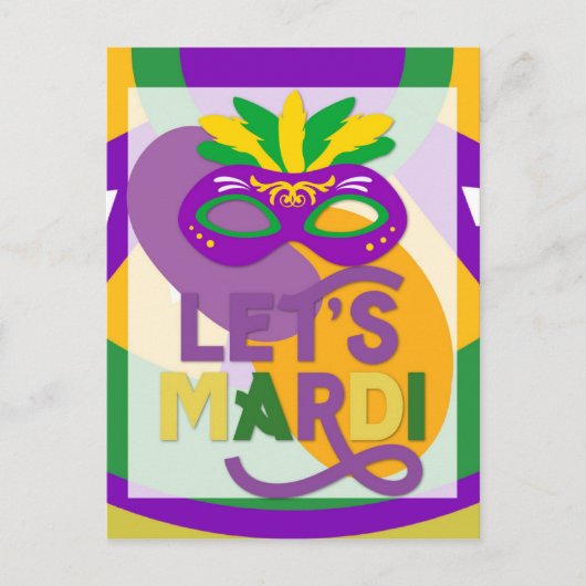 Mardi Gras Paars Gold Mask Briefkaart (Voorkant)