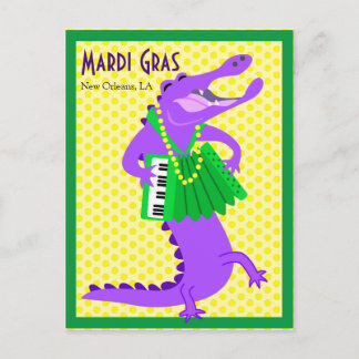 Mardi Gras Paarse Alligator Briefkaart