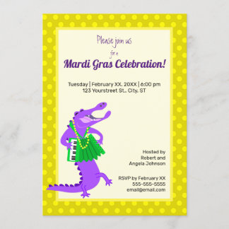 Mardi Gras Paarse Alligator Kaart