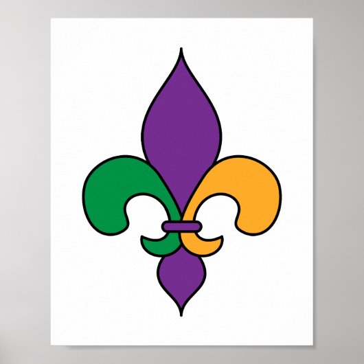 Mardi Gras Paarse Gellow Green Fleur de Lis Poster (Voorkant)