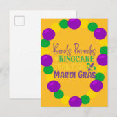 Mardi Gras Paarse gouden kralen Briefkaart (Voorkant / Achterkant)