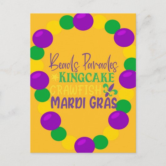 Mardi Gras Paarse gouden kralen Briefkaart (Voorkant)