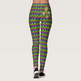 Mardi Gras Paarse Green Gold ZigZag Stripes Leggings