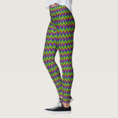 Mardi Gras Paarse Green Gold ZigZag Stripes Leggings (Links)