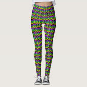 Mardi Gras Paarse Green Gold ZigZag Stripes Leggings (Voorkant)