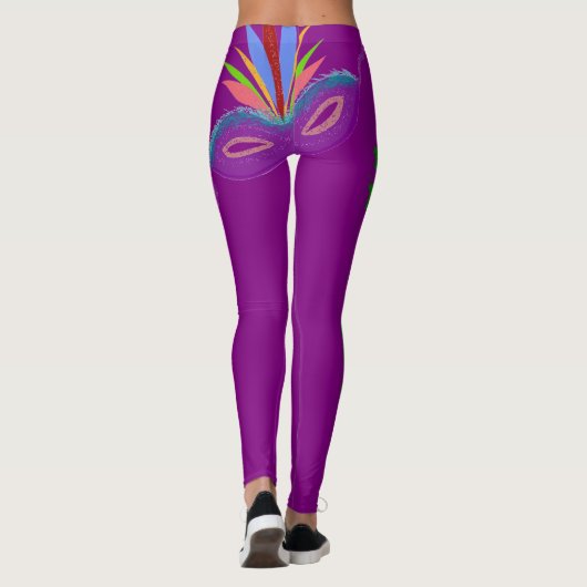 Mardi Gras Paarse Masker Leggings (Achterkant)
