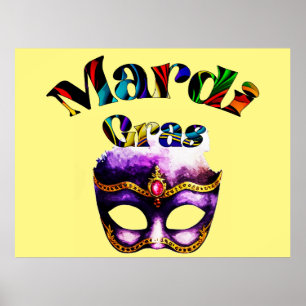 Mardi Gras - Paarse maskers Dinsdag in New Orleans Poster