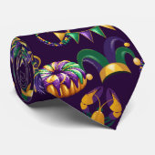 Mardi Gras Paarse Patroon Stropdas (Opgerold)