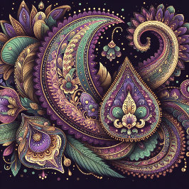 Mardi Gras paisley Fleur-de-lis Kussen