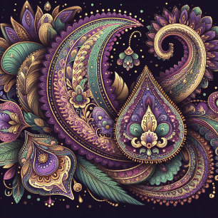 Mardi Gras paisley Fleur-de-lis Kussen