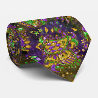 Mardi Gras Paisley Zwarte Getinte Achtergrond Stropdas