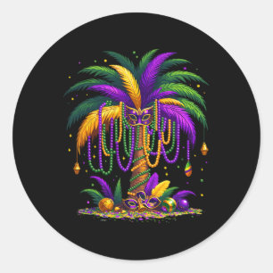 Mardi Gras Palm Tree Hawaiian Tropical Party Manne Ronde Sticker