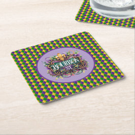 Mardi Gras Paper Coaster Vierkante Kartonnen Onderzetter