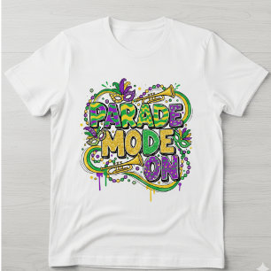 Mardi Gras Parade Mode Aan T-Shirt - Retro Goud Gl