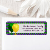 Mardi Gras Party Balloons and Argyle Pattern Etiket (Insitu)