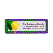 Mardi Gras Party Balloons and Argyle Pattern Etiket (Voorkant)
