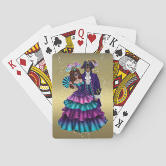 Mardi Gras Party die kaarten speelt in Masquerade
