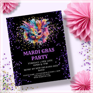 Mardi Gras Party Glitter Evenement Budget Uitnodig