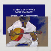 MARDI GRAS PARTY INVITATION ~EZ TO CUSTOMIZE KAART (Voorkant / Achterkant)