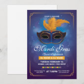 Mardi Gras party Invitation Flyer Sjabloon Kaart (Voorkant / Achterkant)