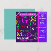 MARDI GRAS Party Kaart (Voorkant / Achterkant)