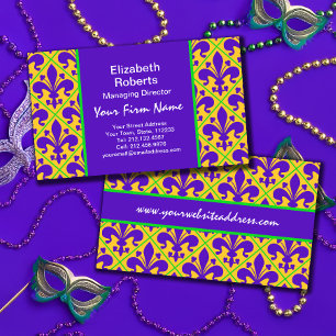 Mardi Gras Party New Orleans Fleur de Lis Visitekaartje