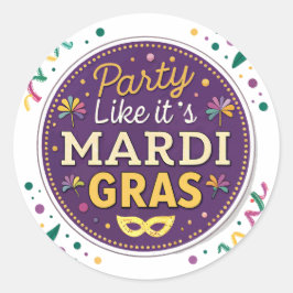 Mardi Gras Party Ronde Sticker