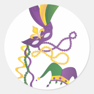 Mardi Gras Party Ronde Sticker