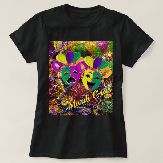 Mardi Gras Party T-shirt met masker (Design voorkant)