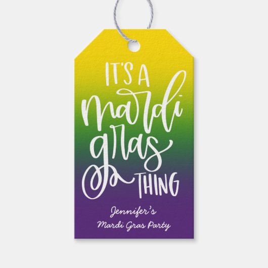 Mardi Gras Party Text Design Ombre Cadeaulabel (Voorkant)
