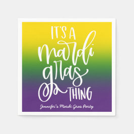 Mardi Gras Party Text Design Ombre Servet